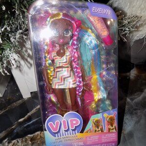 VIP Girls Hair Makeover Evelyn Fashion Doll with 11" Colorful Long Hair NEW